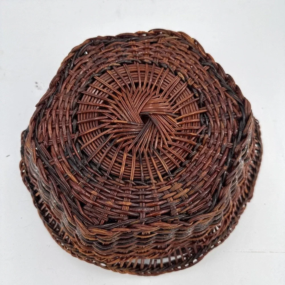 Vintage Set of 3 Wicker Nesting Baskets Handwoven Rattan Boho‎ Farmhouse